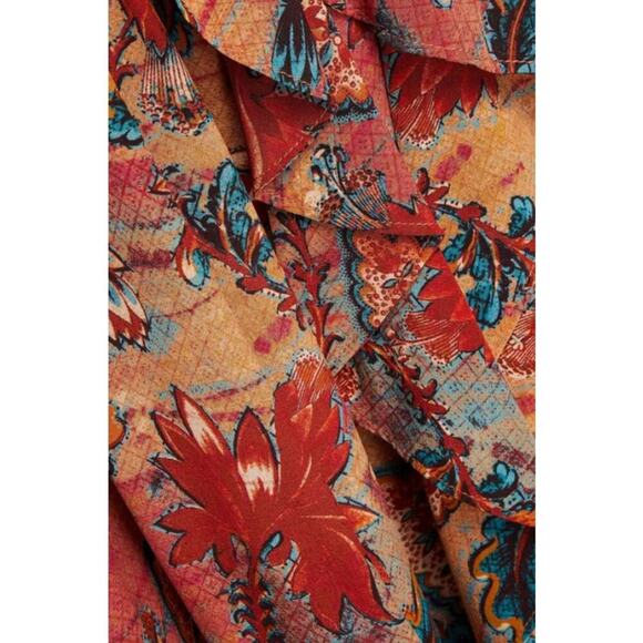 NWT Ulla Johnson Skirt Midi Long Orange Red Floral Ursa Paisley 100% Silk Sz 10 - Picture 9 of 10